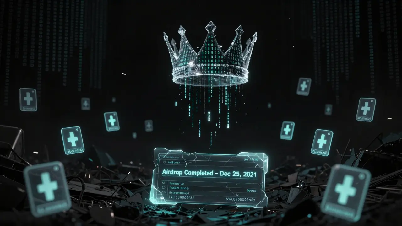 Digital graveyard of floating DOM tokens dissolving into static code.