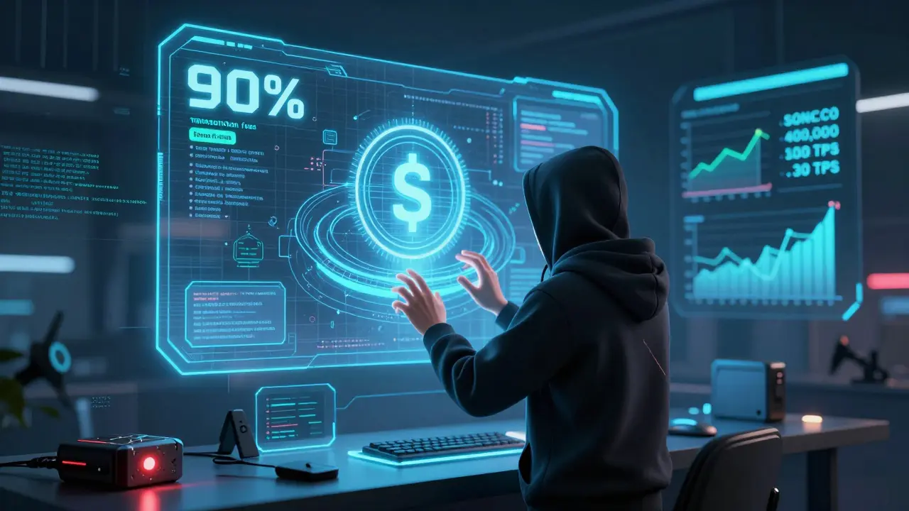 A developer deploying a DEX on Sonic blockchain, watching 90% of fees flow into their wallet with a fixed S token above.