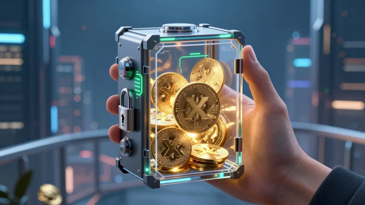 Digital vault concept representing secure self-custody of XRP assets