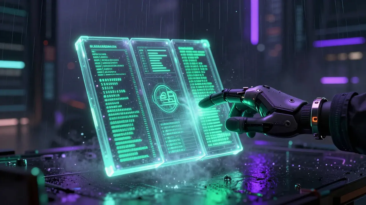 Futuristic blockchain ledger with hidden private transaction data