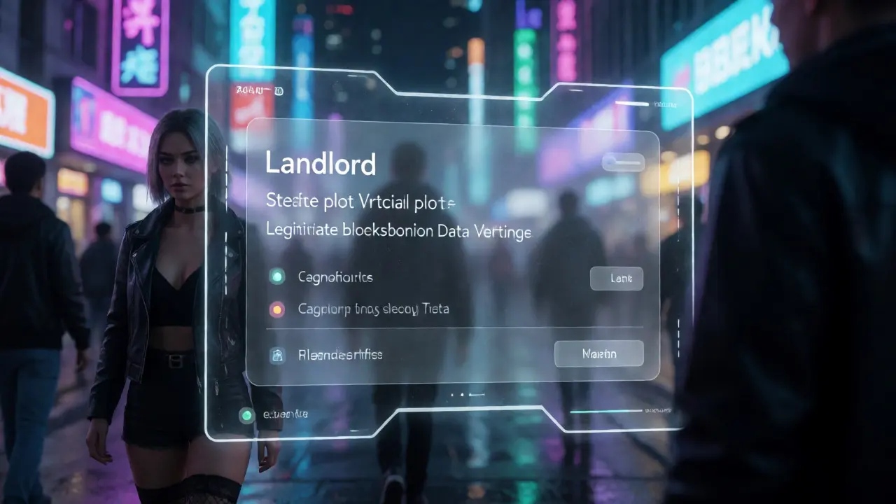 AR interface displaying verified landlord status