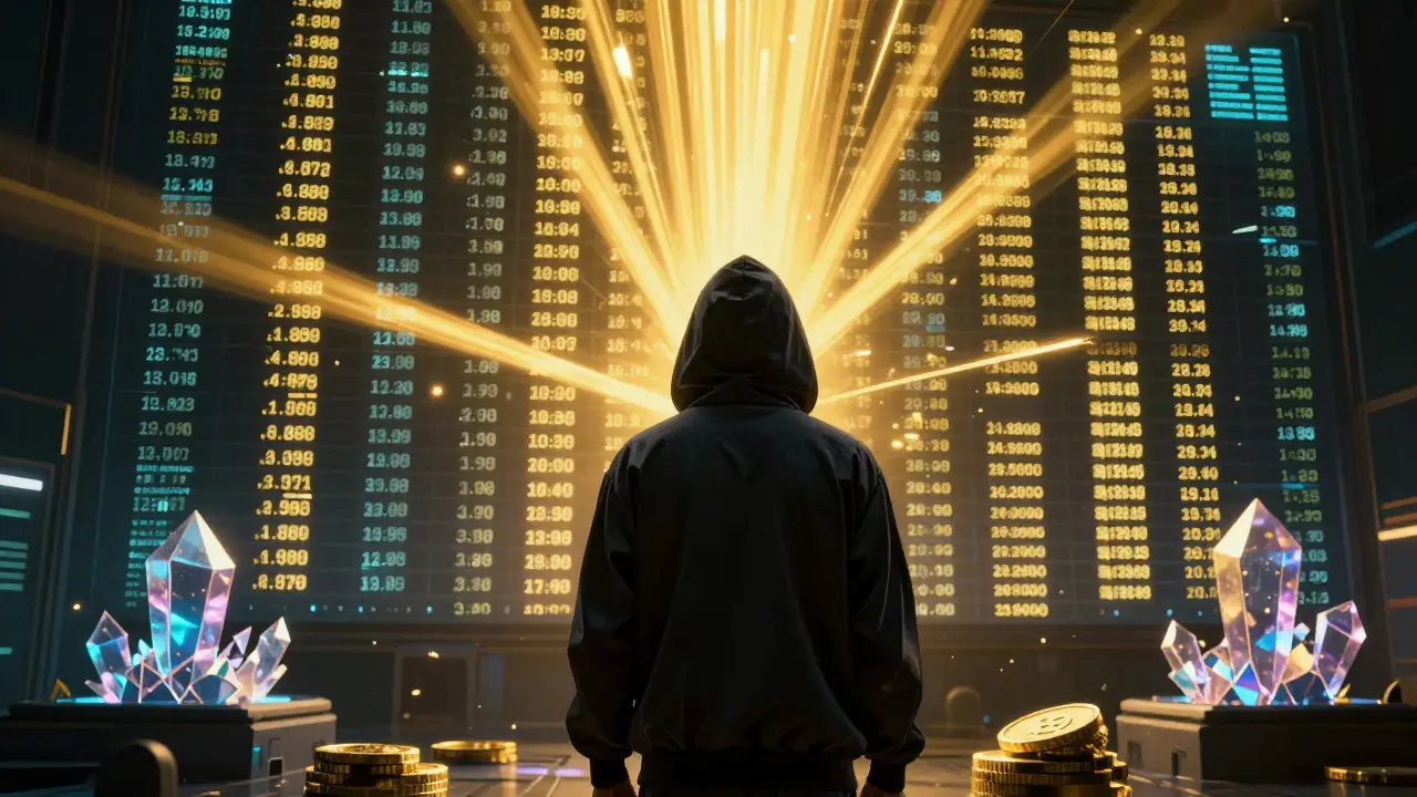 Cyberpunk artist impression of blockchain airdrop snapshot selection