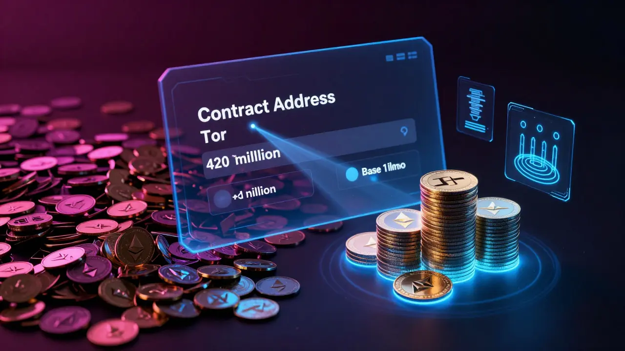Futuristic wallet interface comparing token supplies with neon lighting effects