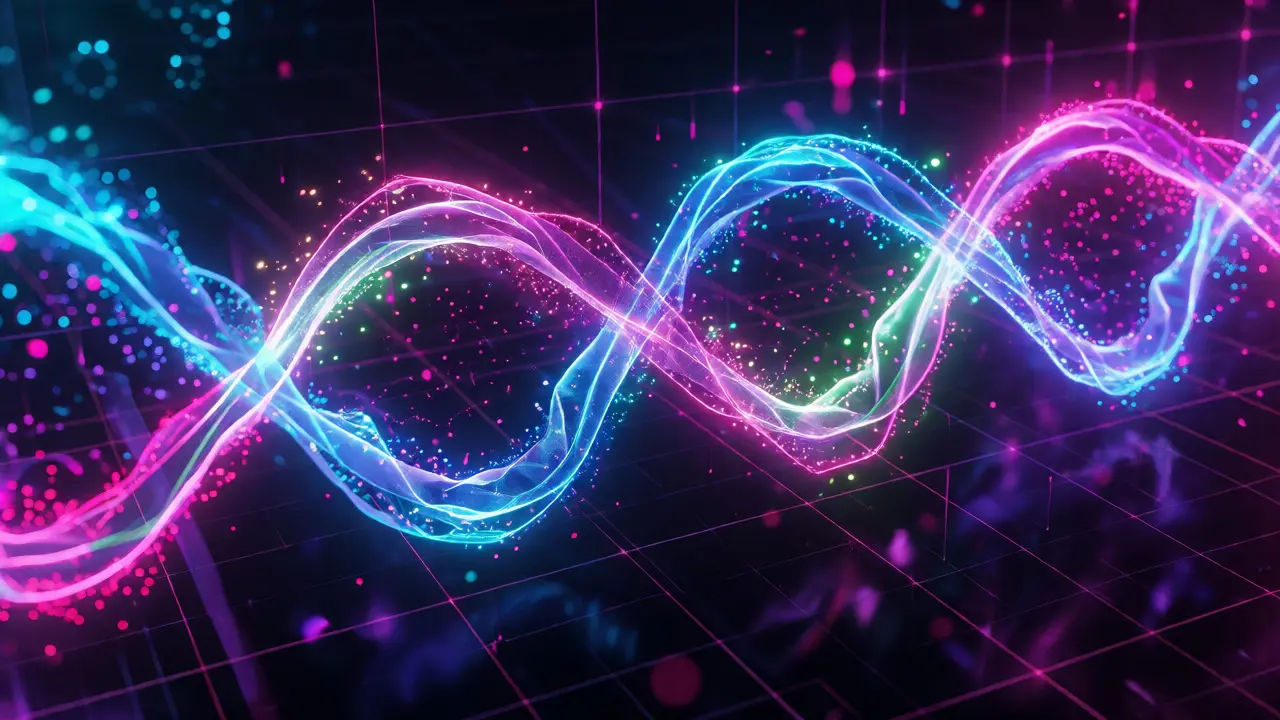 Abstract neon streams intertwining to represent DeFi liquidity pools