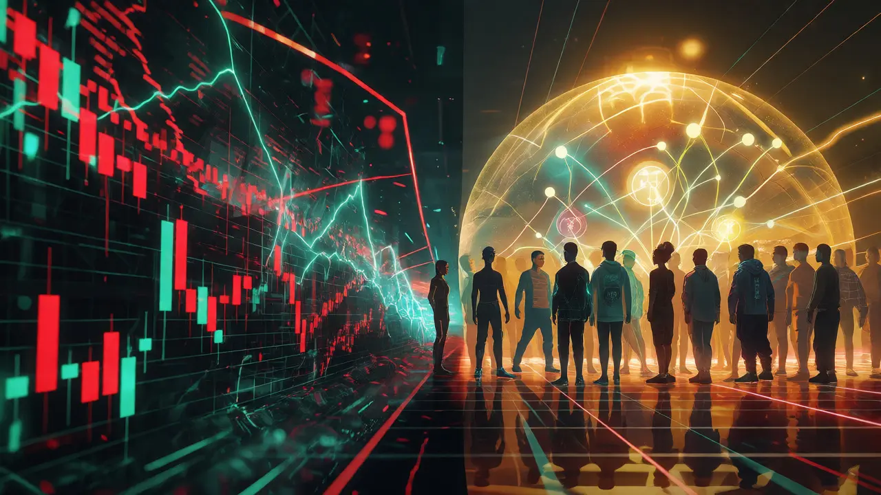 Community avatars vs volatile market chaos in cyberpunk style