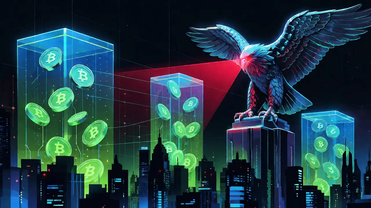 Holographic crypto vaults scanned by chrome eagle drone